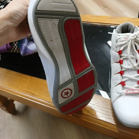Converse White and Red High-Top Sneakers